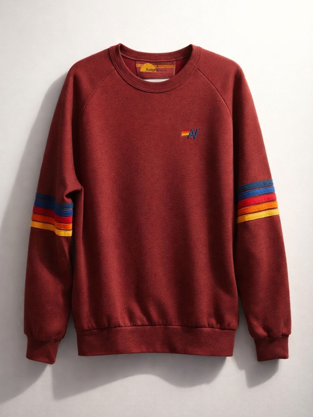 Aviator Nation Claret Crewneck Sweatshirt, Multicolor Stripes, Large, EUC - Picture 2 of 8